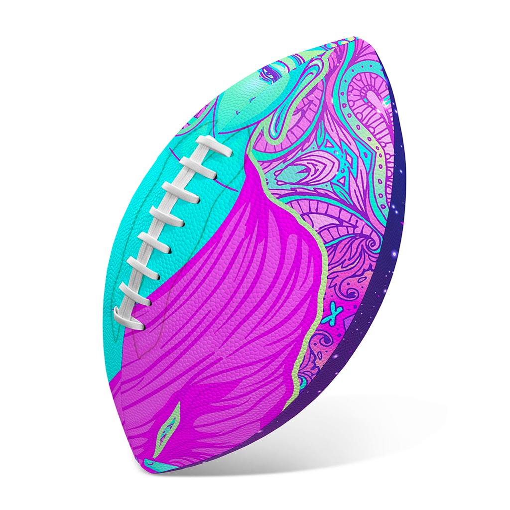 Purple And Teal Buddha Print Rugby Ball