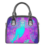 Purple And Teal Buddha Print Shoulder Handbag