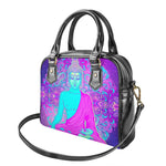 Purple And Teal Buddha Print Shoulder Handbag