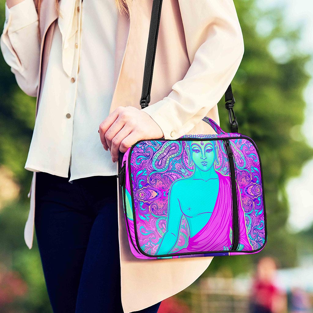 Purple And Teal Buddha Print Shoulder Strap Bible Bag