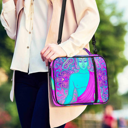 Purple And Teal Buddha Print Shoulder Strap Bible Bag