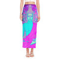 Purple And Teal Buddha Print Side Slit Maxi Skirt
