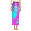 Purple And Teal Buddha Print Side Slit Maxi Skirt