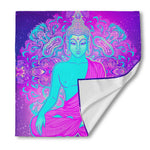 Purple And Teal Buddha Print Silk Bandana