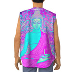 Purple And Teal Buddha Print Sleeveless Baseball Jersey