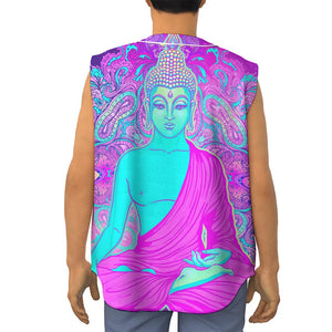 Purple And Teal Buddha Print Sleeveless Baseball Jersey