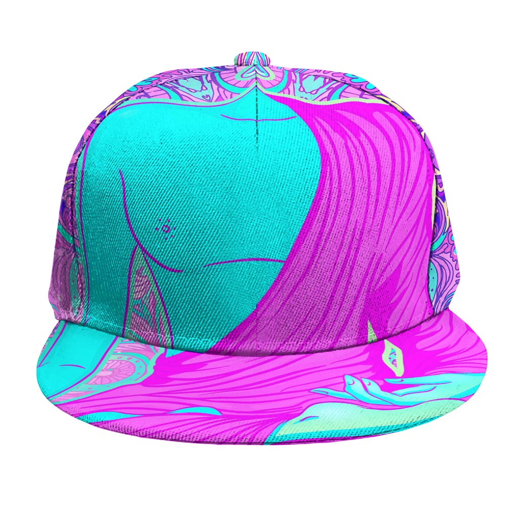 Purple And Teal Buddha Print Snapback Cap