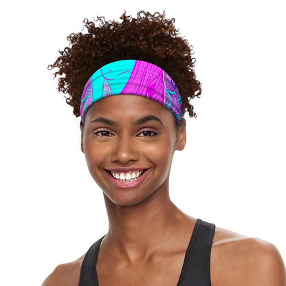 Purple And Teal Buddha Print Sports Headband
