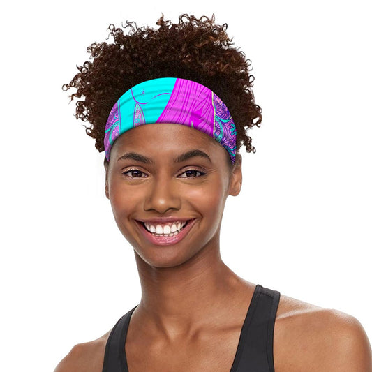 Purple And Teal Buddha Print Sports Headband