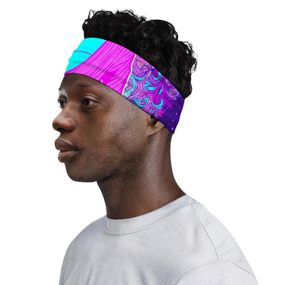 Purple And Teal Buddha Print Sports Headband