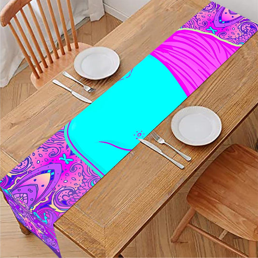 Purple And Teal Buddha Print Table Runner