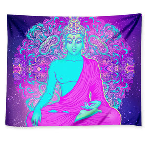 Purple And Teal Buddha Print Tapestry