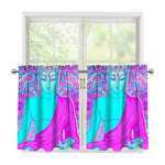 Purple And Teal Buddha Print Tier Curtains