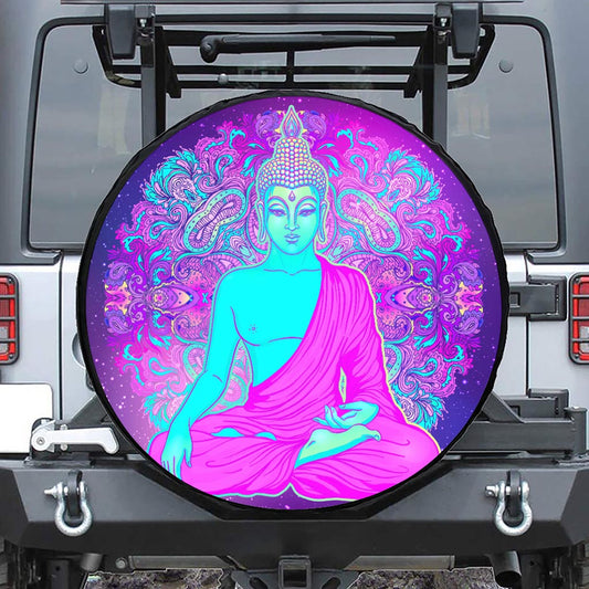 Purple And Teal Buddha Print Tire Cover