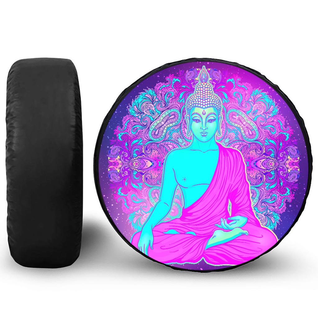 Purple And Teal Buddha Print Tire Cover