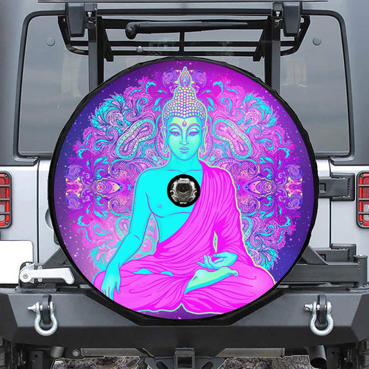 Purple And Teal Buddha Print Tire Cover With Camera Hole