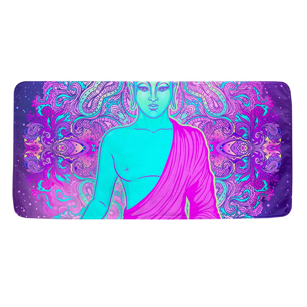 Purple And Teal Buddha Print Towel