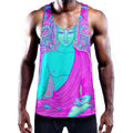 Purple And Teal Buddha Print Men's Workout Tank Top