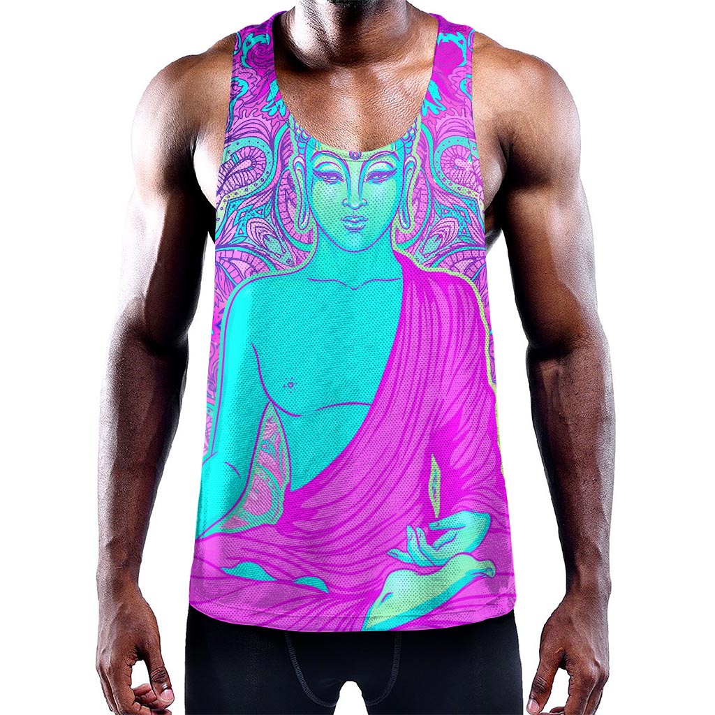 Purple And Teal Buddha Print Training Tank Top