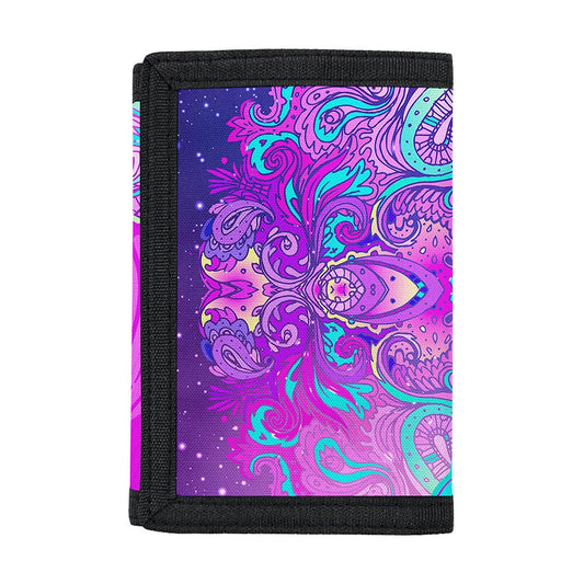 Purple And Teal Buddha Print Trifold Wallet