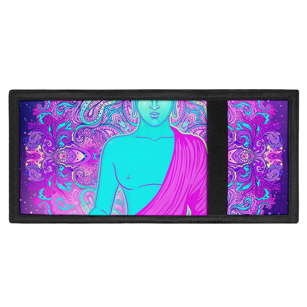 Purple And Teal Buddha Print Trifold Wallet