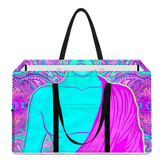 Purple And Teal Buddha Print Utility Tote Bag
