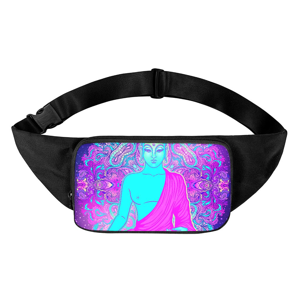 Purple And Teal Buddha Print Waist Bag