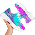 Purple And Teal Buddha Print White Chunky Shoes