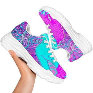 Purple And Teal Buddha Print White Chunky Shoes