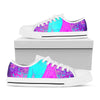 Purple And Teal Buddha Print White Low Top Sneakers