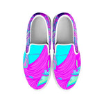 Purple And Teal Buddha Print White Slip On Sneakers