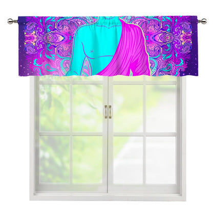 Purple And Teal Buddha Print Window Valance
