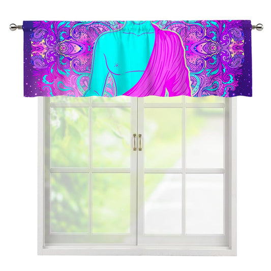 Purple And Teal Buddha Print Window Valance
