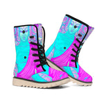 Purple And Teal Buddha Print Winter Boots