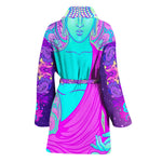 Purple And Teal Buddha Print Women's Bathrobe