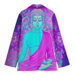 Purple And Teal Buddha Print Women's Blazer