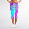 Purple And Teal Buddha Print Women's Capri Leggings