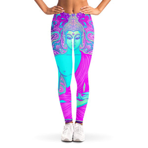 Purple And Teal Buddha Print Women's Leggings