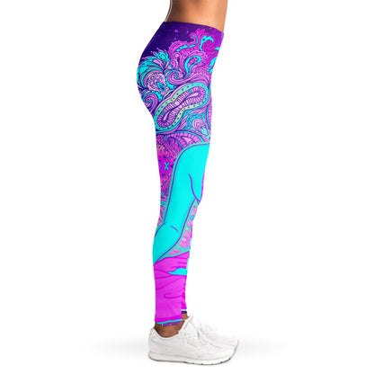 Purple And Teal Buddha Print Women's Leggings