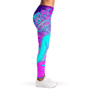 Purple And Teal Buddha Print Women's Leggings