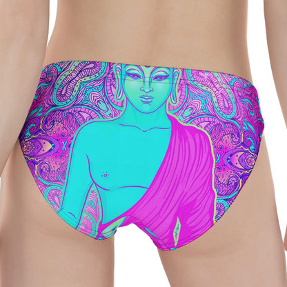 Purple And Teal Buddha Print Women's Panties
