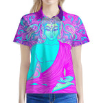 Purple And Teal Buddha Print Women's Polo Shirt