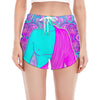 Purple And Teal Buddha Print Women's Split Running Shorts