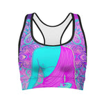 Purple And Teal Buddha Print Women's Sports Bra