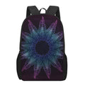 Purple And Teal Dark Mandala Print 17 Inch Backpack