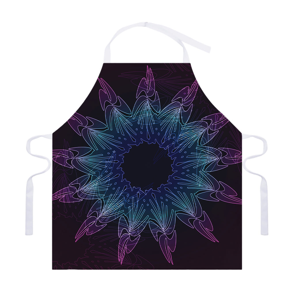 Purple And Teal Dark Mandala Print Adjustable Apron