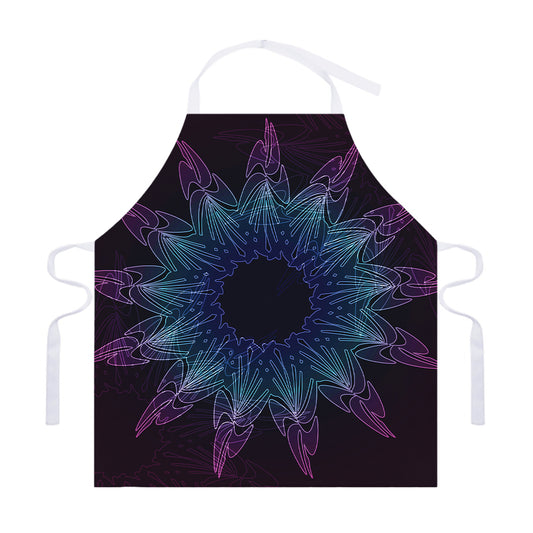 Purple And Teal Dark Mandala Print Adjustable Apron