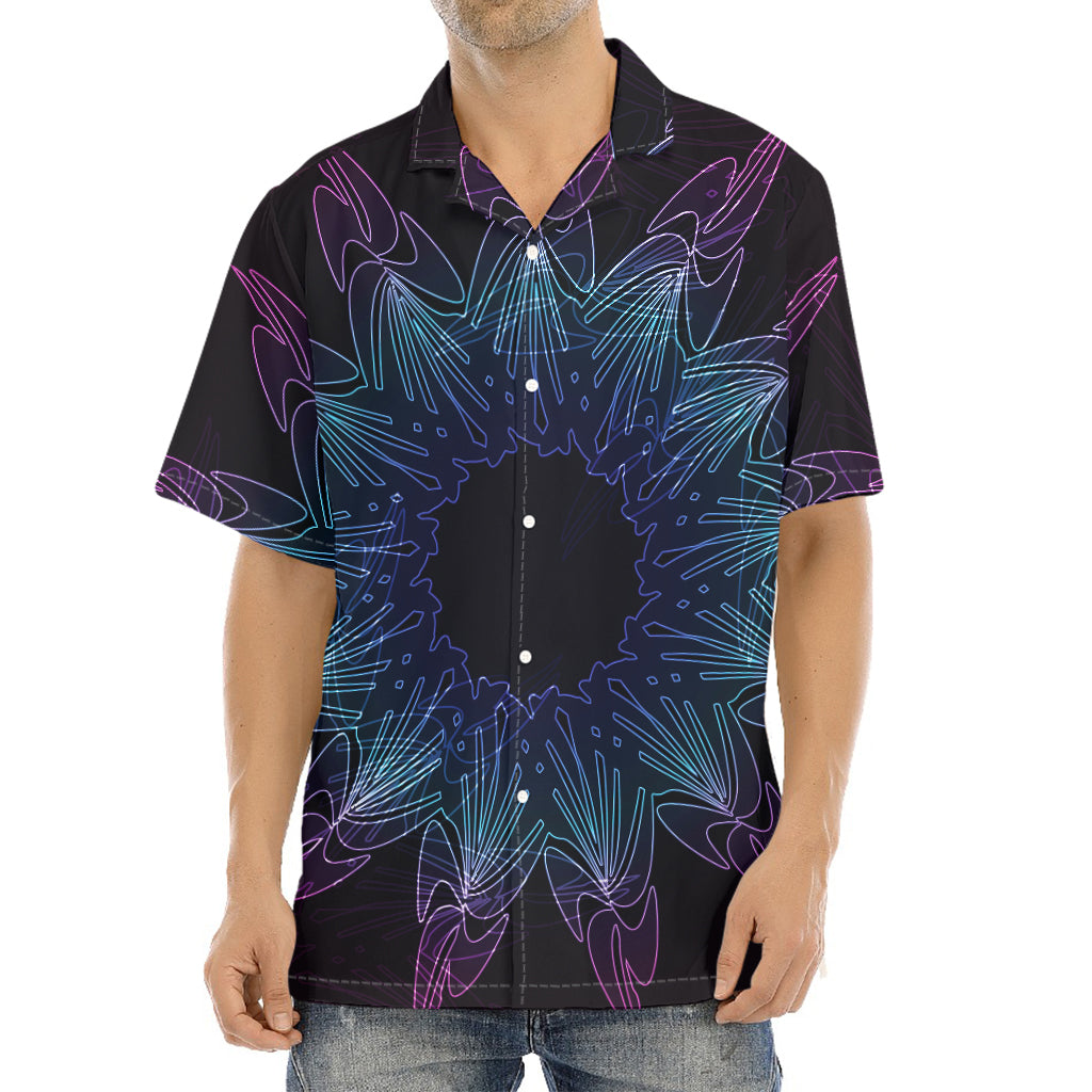 Purple And Teal Dark Mandala Print Aloha Shirt