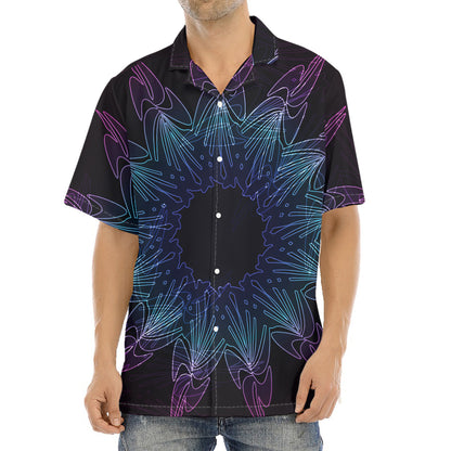 Purple And Teal Dark Mandala Print Aloha Shirt