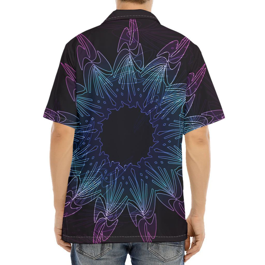 Purple And Teal Dark Mandala Print Aloha Shirt